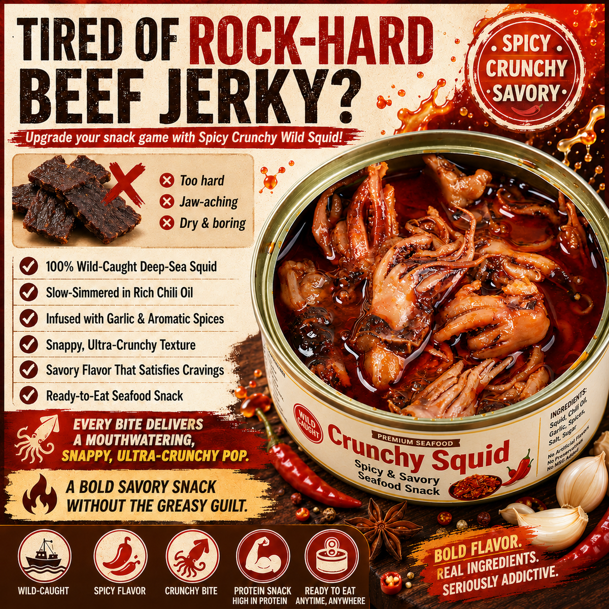 [Factory Direct Jumbo Pack] Slow-Baked Crispy Squid Bites – Pantry Stacker Bundle (Buy 3 Get 3 Free) LGZ