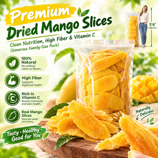 🎁 [BUY 1 GET 1 FREE] Premium Thick-Cut Dried Mango Slices — Clean Nutrition, High Fiber & Vitamin C (Generous Family-Size Pack) 🥭 LGZ