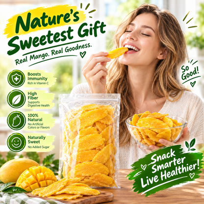 🎁 [BUY 1 GET 1 FREE] Premium Thick-Cut Dried Mango Slices — Clean Nutrition, High Fiber & Vitamin C (Generous Family-Size Pack) 🥭 LGZ