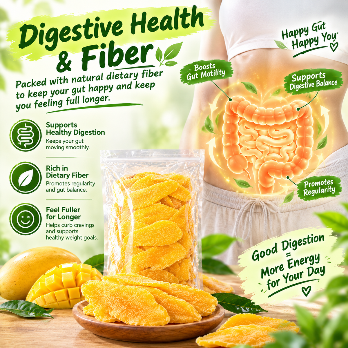 🎁 [BUY 1 GET 1 FREE] Premium Thick-Cut Dried Mango Slices — Clean Nutrition, High Fiber & Vitamin C (Generous Family-Size Pack) 🥭 LGZ
