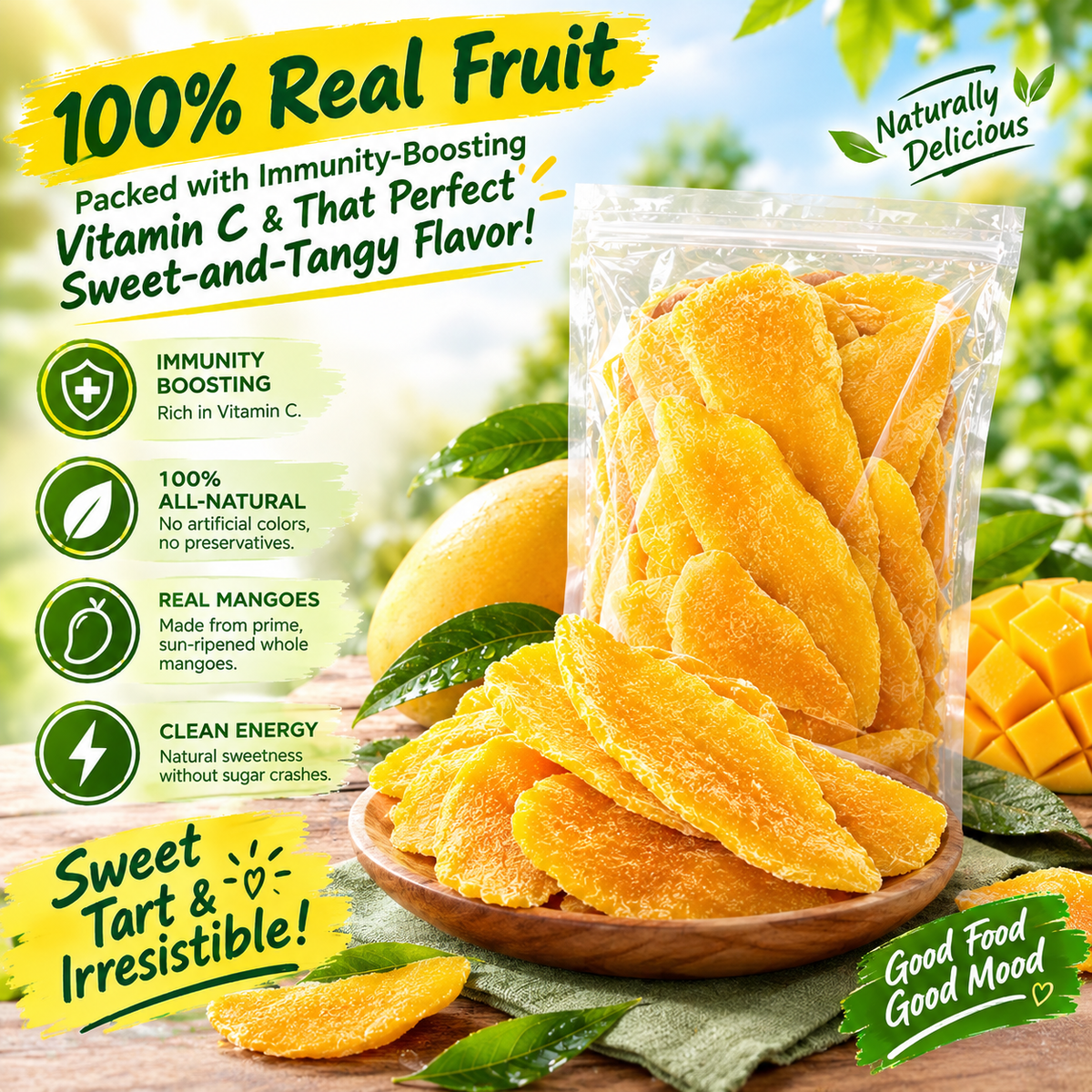 🎁 [BUY 1 GET 1 FREE] Premium Thick-Cut Dried Mango Slices — Clean Nutrition, High Fiber & Vitamin C (Generous Family-Size Pack) 🥭 LGZ