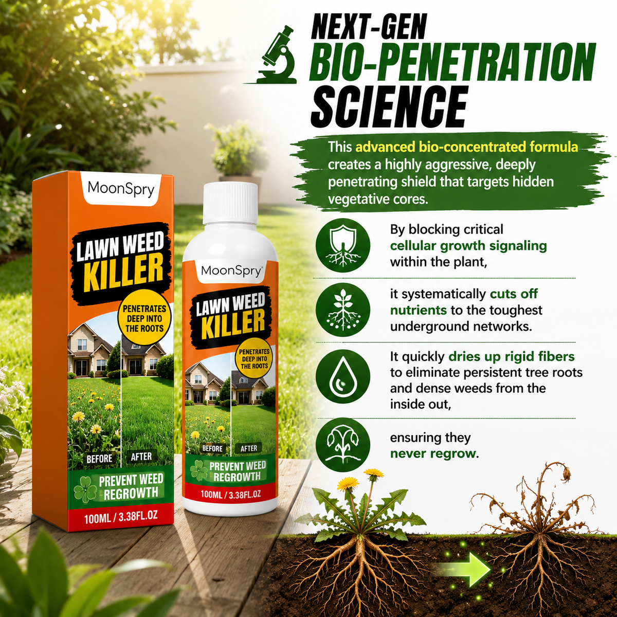 🌿 Fast-Acting Plant-Based Weed Killer Spray - Kills Weeds & Grass Down to the Root in 24 Hours (Pet & Child Safe, Non-Toxic Formula) 🚫🌾 LGZ
