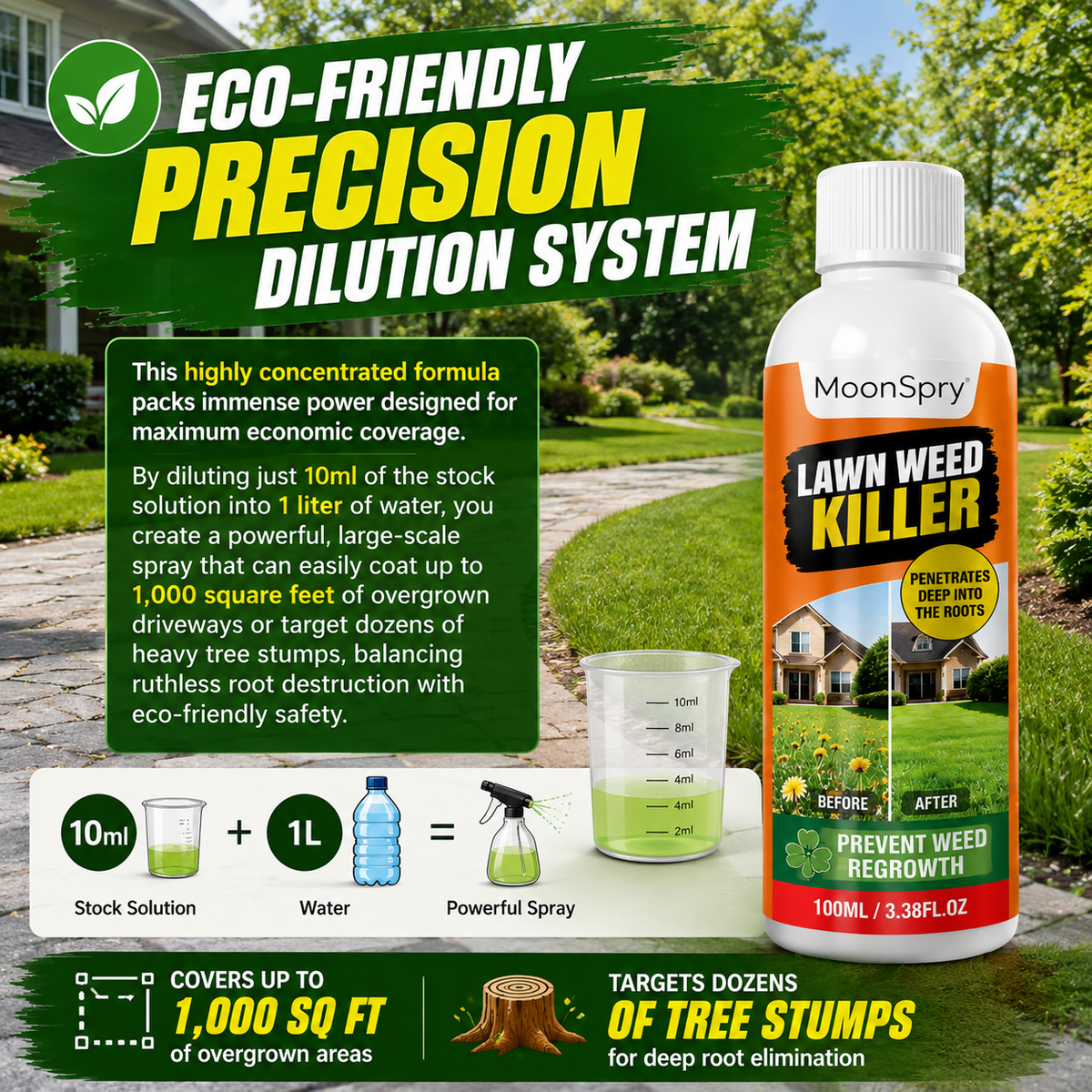 🌿 Fast-Acting Plant-Based Weed Killer Spray - Kills Weeds & Grass Down to the Root in 24 Hours (Pet & Child Safe, Non-Toxic Formula) 🚫🌾 LGZ